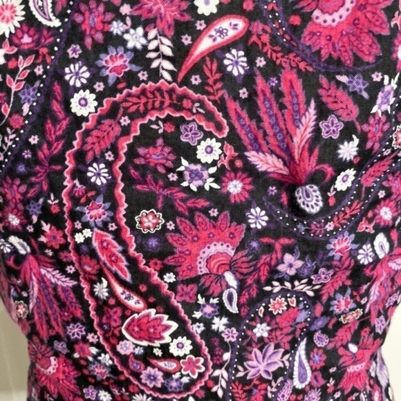 Charter Club Paisley Print Sleeveless linen Button Down blouse - Picture 5 of 9
